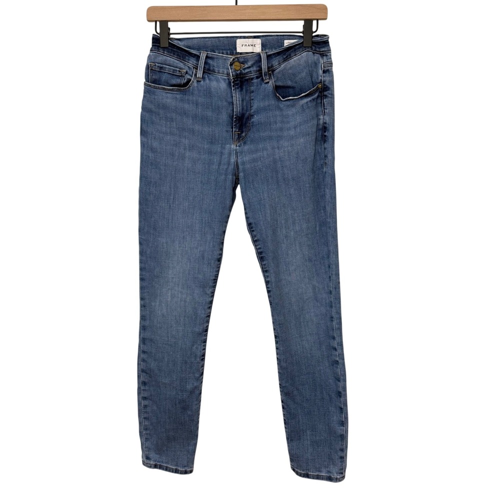 FRAME Women's Le Skinny de Jeanne Crop Jeans Denim Blue Wash Size 28